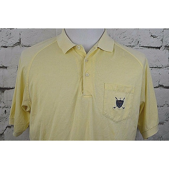 Polo Ralph Lauren Men's Yellow 1 Pocket Logo Front Short Sleeve Shirt Size Large - Picture 2 of 7